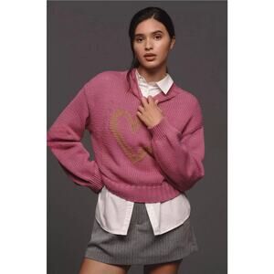 Maeve by Anthropologie The Pippa Mock-Neck Sweater Icon Heart Edition. Ret. $118